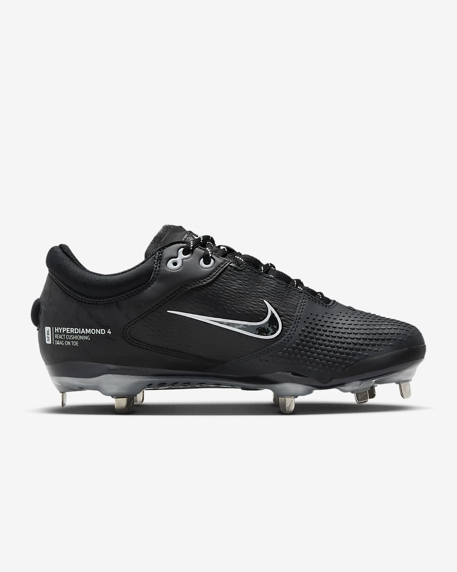 Womens Nike cheapest Hyperdiamond 4 Pro MCS Softball Cleats Size 8 Black Shoes Drag Toe